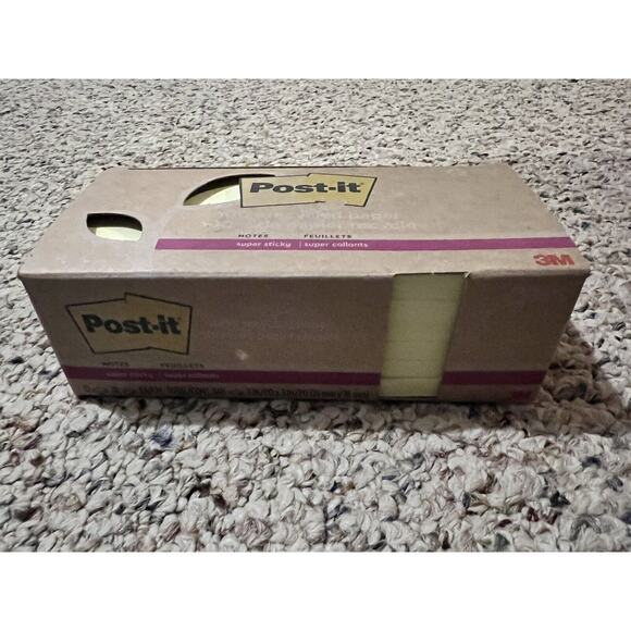 Post-it Recycled Super Sticky Notes 3"‎ x 3" Canary Collection 70 Sheet/Pad 12 - Picture 1 of 3